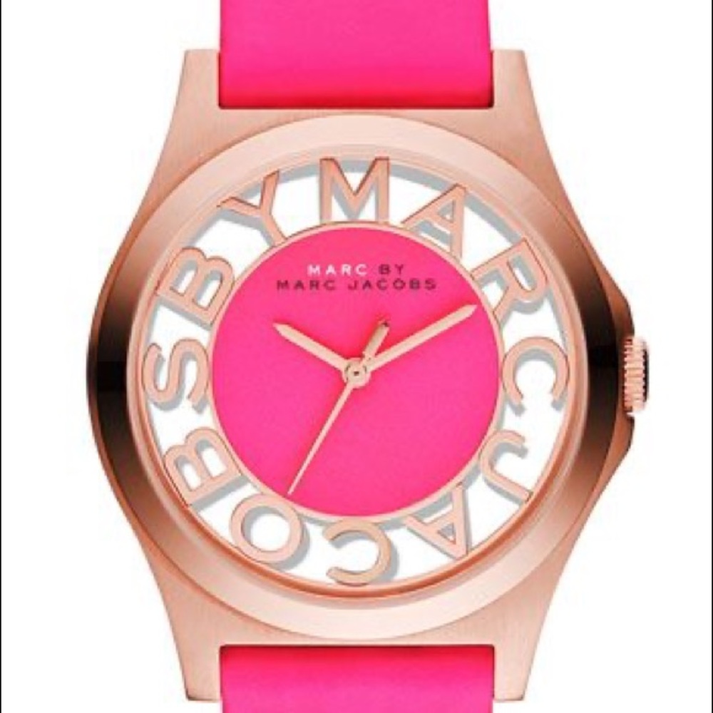 Marc Jacobs Henry Skeleton Neon Pink Watch